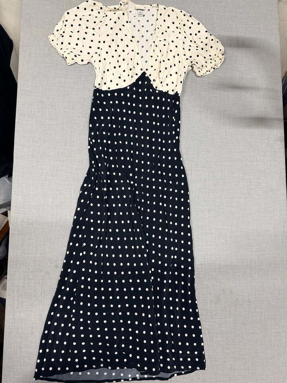 A New Day Polka Dot Contrast V-Neck Maxi Dress, Size XS - Picture 2 of 6